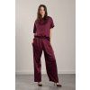 Elegantní kalhotový set Sara Silk Burgundy (Velikost S/M)