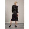 Košilové šaty Clara Silk Black  Saténové midi šaty na knoflíčky