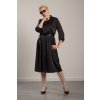Shirt Dress Clara Silk Black  Satin midi button-down dress
