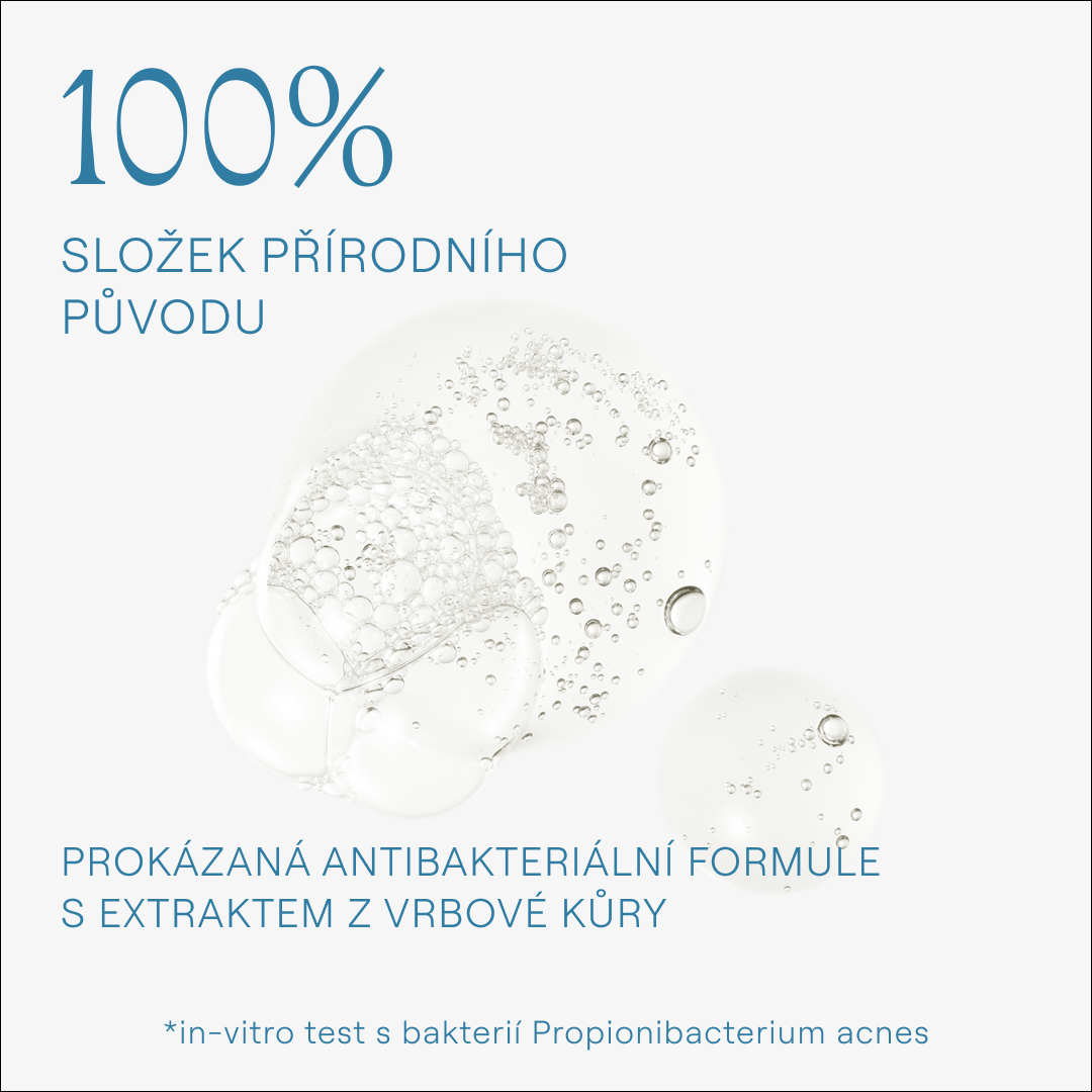 Antibakteriální formule s extraktem z vrbové kůry, 100 % složek přírodního původu
