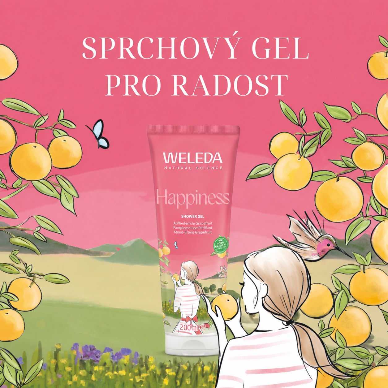 Weleda HAPPINESS grepový sprchový gel 200 ml