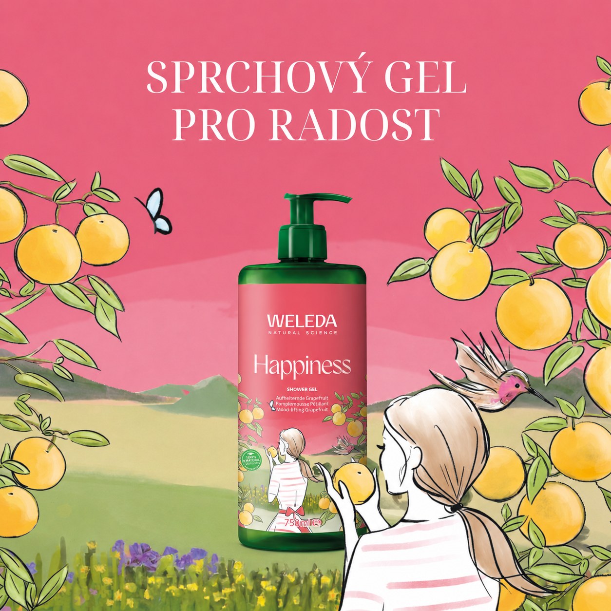 Weleda HAPPINESS grepový sprchový gel 750 ml