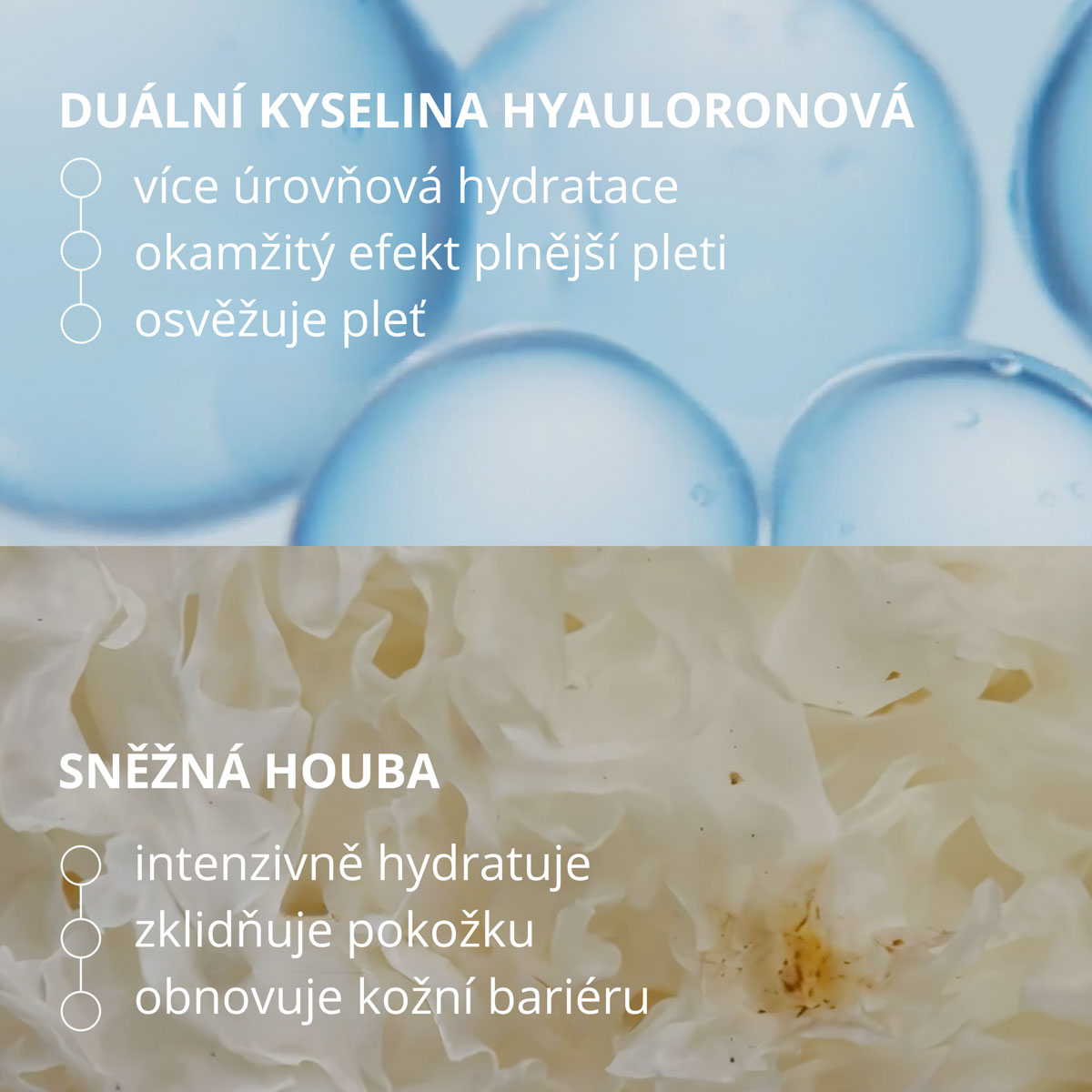 Duální kyselina hyaluronová a sněžná houba ve Weleda Hyaluronic Moisture Serum Drops