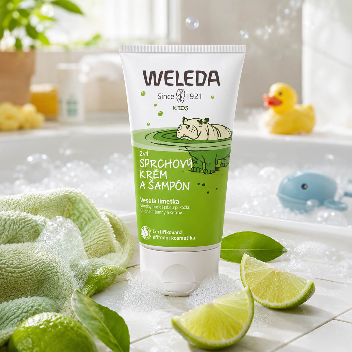Weleda 2v1 sprchový krém a šampon Veselá limetka