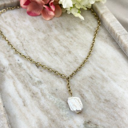 Řetízek s pravou barokní perlou