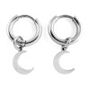 Kruhové náušnice z chirurgické oceli Moon - stříbrné