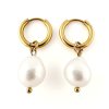 Náušnice kruhy s velkou barokní perlou