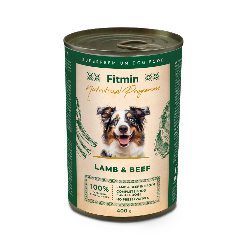 Fitmin NP Konzerva s jehněčím a hovězím masem pro psy 400 g