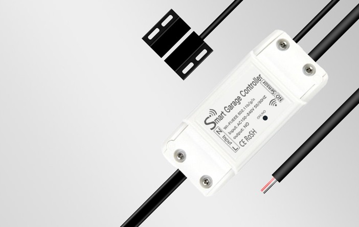 Wi-Fi ovladač MOES WM-102 pro garážová vrata s kabely a montážním držákem