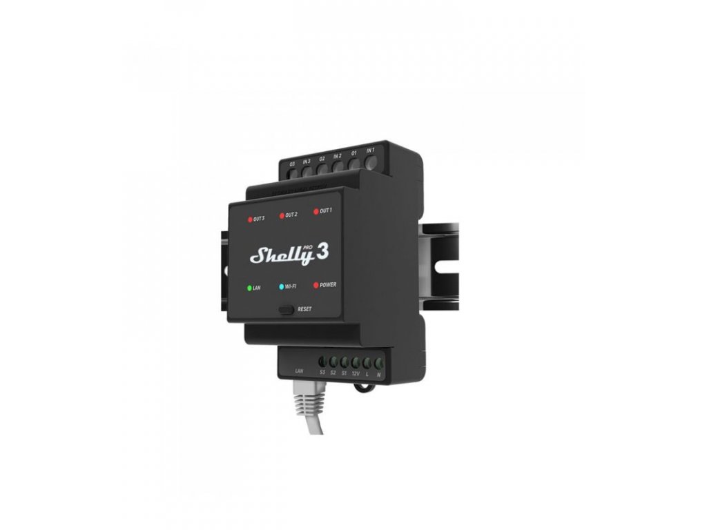 Shelly Pro 3 - spínací modul 3x 16A (LAN, WiFi, Bluetooth)