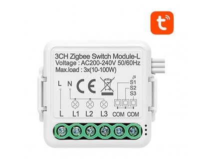 Chytrý spínací modul ZigBee Avatto N-LZWSM01-3 Bez neutrálu TUYA