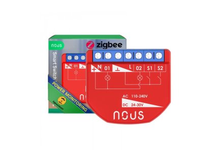 Nous B3Z ZigBee Smart Spínací Modul (2 kanály, měření spotřeby)