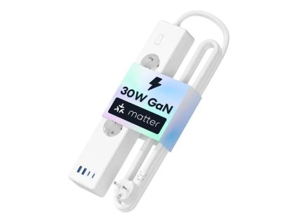 Meross Matter Smart Prodlužovačka s rychlým nabíjením, 4 AC + 2 USB-C + 2 USB-A, MSP844SMA (EU verze)