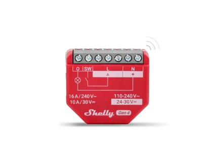 Shelly 1PM Gen4 - spínací modul s měřením spotřeby 1x 16A (WiFi, Bluetooth, Zigbee, Matter)