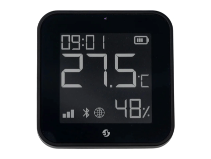 Shelly Blu H&T Display ZB Black - čidlo teploty a vlhkosti (Bluetooth, Zigbee), Černá