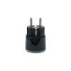 Zadní strana zásuvky Shelly Plug PM Gen3 Černá se síťovou vidlicí.