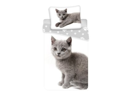 Povlečení Kočka grey 02 140/200, 70/90 - skladem