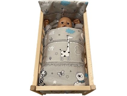 SDS Peřinky do postýlky pro panenky Zvířátka modrá Bavlna, výplň: Polyester, 1x 38x44 cm / 28x20 cm