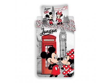 JERRY FABRICS Povlečení Mickey a Minnie Londýn Telephone Bavlna, 140/200, 70/90 cm