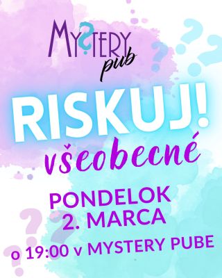 Poznáte vedomostnú hru Riskuj? Tak niečo také si zahráme aj v našom Mystery pube. Zoberte kamarátov, kolegov či rodinku a...
