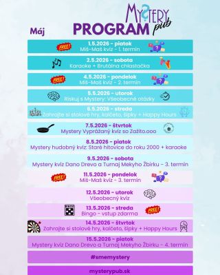 Majový program 💙💜 Vstupenky nájdeš na: https://www.mysteryeshop.sk/vstupenky/