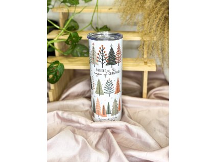 termohrnek zimní motiv stromečky