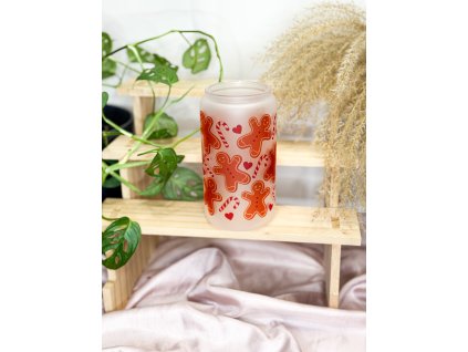 vánoční matná sklenička perníčky a hůlky