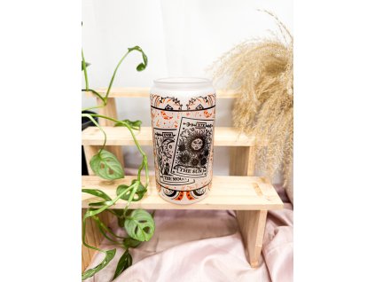 matná sklenička s motivem měsíce a slunce