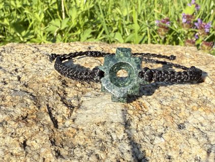 Náramek ANDSKÝ KŘÍŽ se serpentinitem ve tvaru chakany