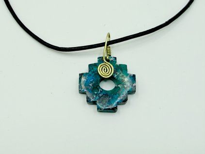 Šamanský přívěsek CHAKANA CHRYZOKOLA - 2,7 cm