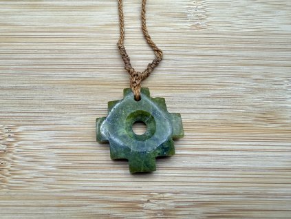 Šamanský přívěsek CHAKANA světle zelená - 3 cm