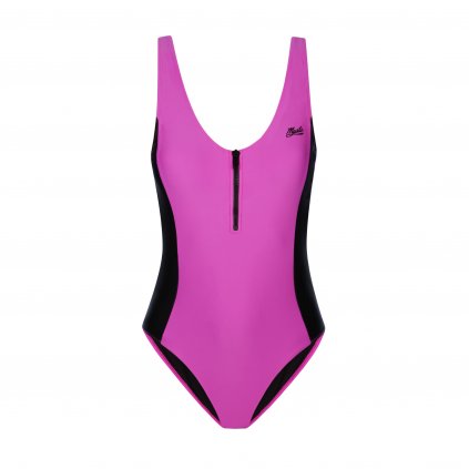 Dámské plavky The Wild Zipped Swimsuit, Black/Pink
