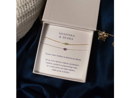 Dárkový set maminka a dcera - náhrdelník/náramek Minimal s minerály podle znamení