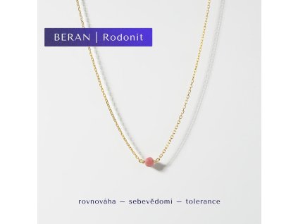 Zlaty náhrdelník pro znamení Berana - rodonit