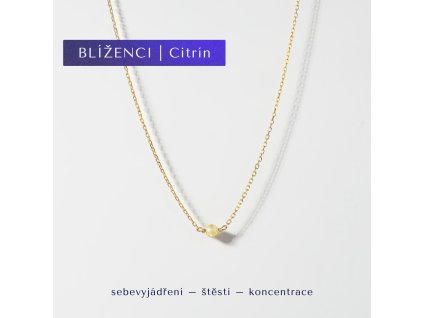 Zlatý náhrdelník pro znamení Blíženců - citrín