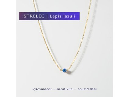 Zlatý náhrdelník pro znamení Střelce - lapis lazuli