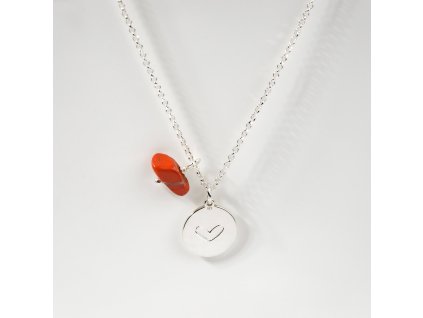 Stříbrný náhrdelník Vášeň s červeným jaspisem a medailonkem