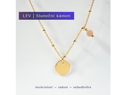 Zlatý náhrdelník Souhvězdí podle znamení Lev - sluneční kámen