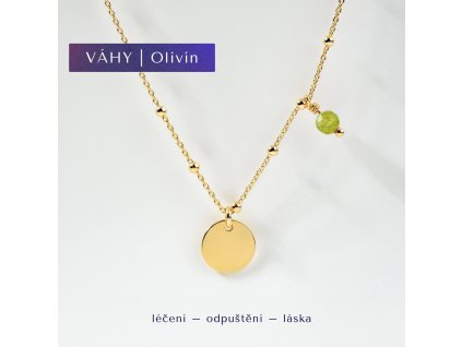 Zlatý náhrdelník Souhvězdí podle znamení Váhy - olivín