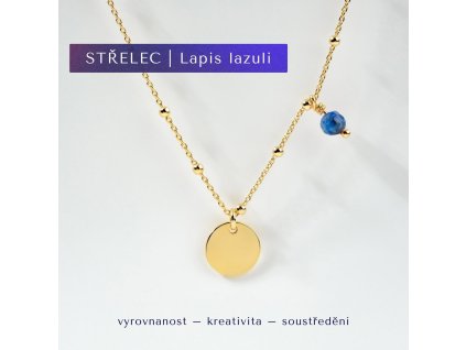 Zlatý náhrdelník Souhvězdí podle znamení Střelec - lapis lazuli