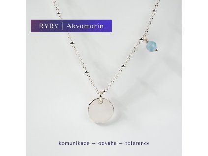 Stříbrný náhrdelník Souhvězdí podle znamení Ryby - akvamarín