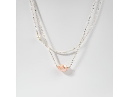 Stříbrný choker Souznění - dvojitý řetízek detail