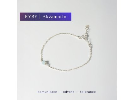 Stříbrný náramek pro znamení Ryb - akvamarín