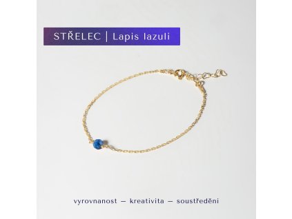 Zlatý náramek pro znamení Střelce - lapis lazuli