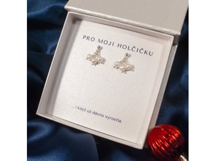 Dárek pro moji holčičku - stříbrné náušnice Crea s perlami