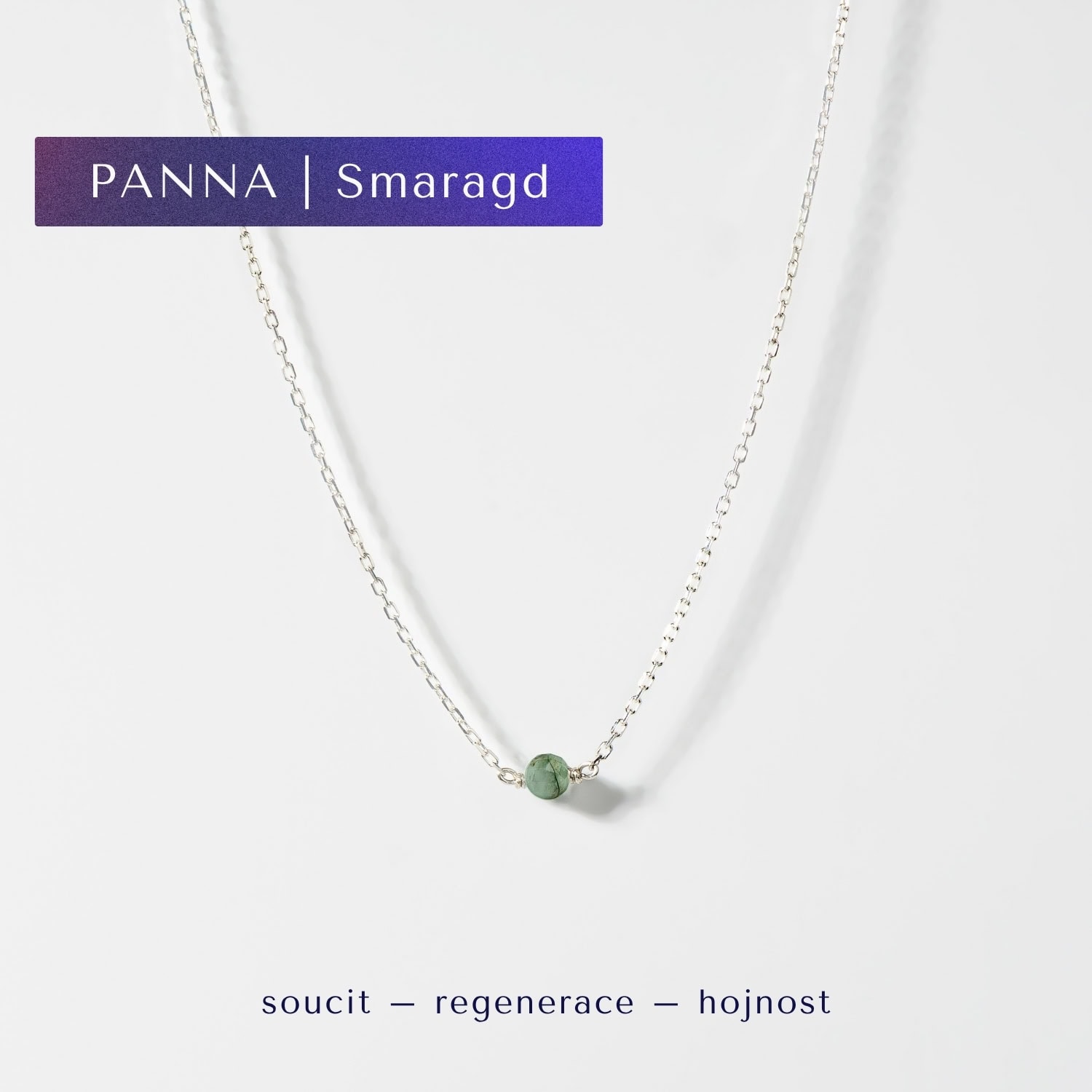 Stříbrný náhrdelník pro znamení Panny - smaragd