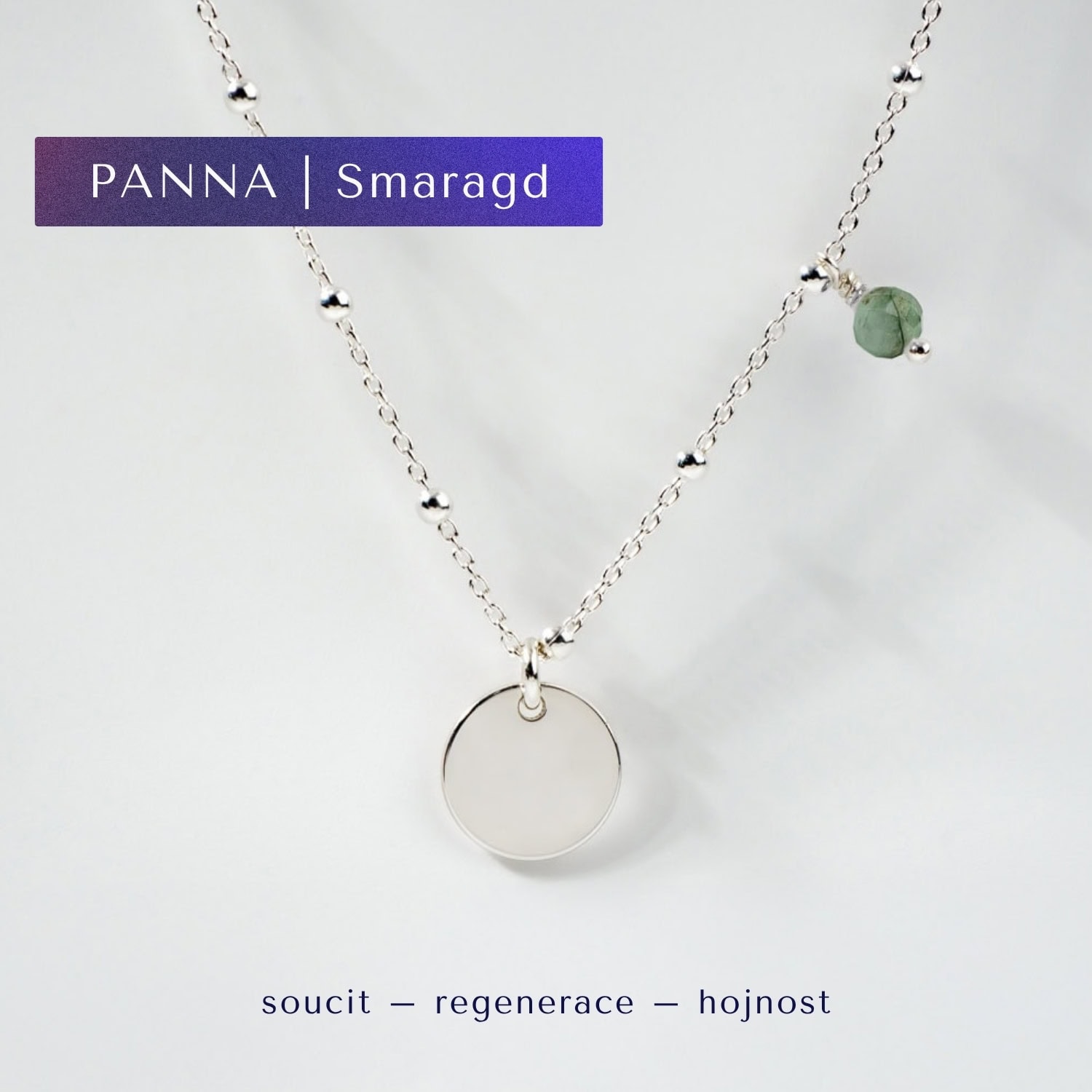Stříbrný náhrdelník Souhvězdí podle znamení Panna - smaragd