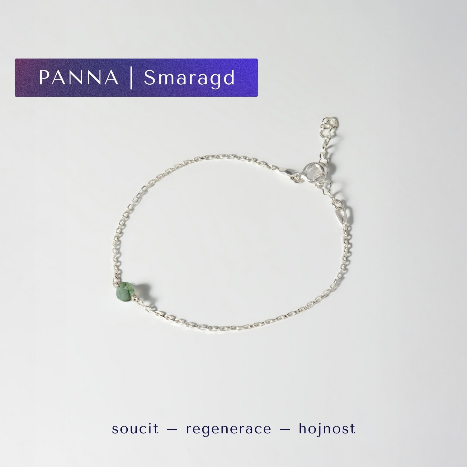 Stříbrný náramek pro znamení Panny - smaragd