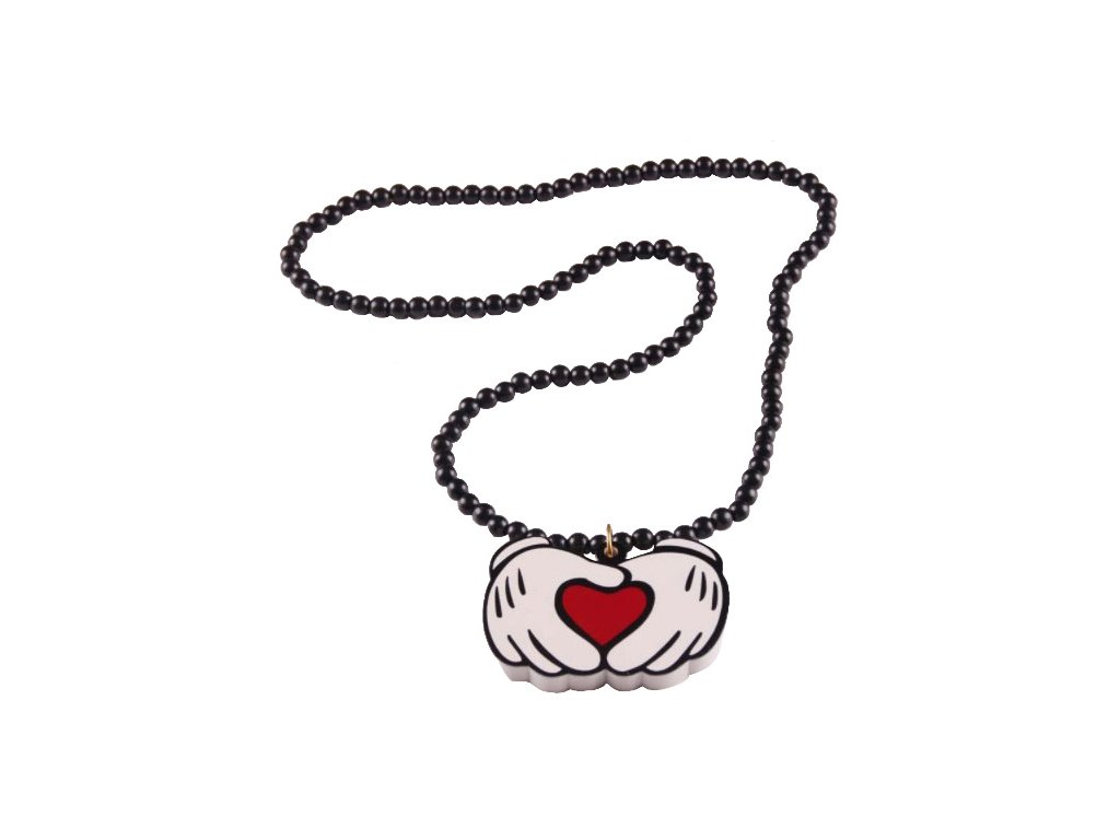 Drevený náhrdelník Mickey srdce čierny