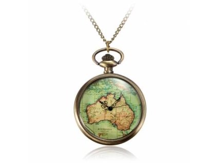 Vreckové retro hodinky s mapou Austrálie